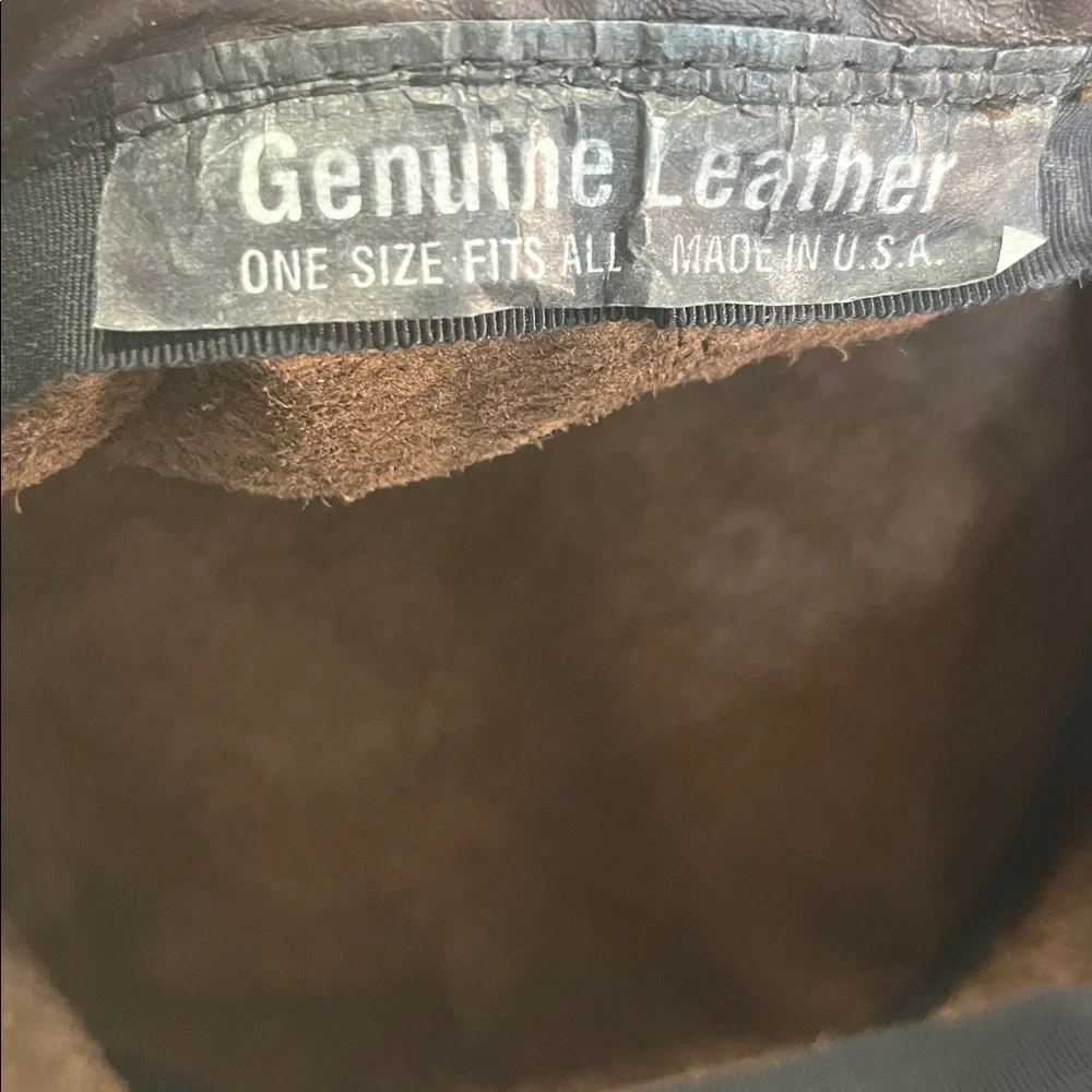 Brown Leather Bucket Hat One Size Made in USA Unisex - Picture 4 of 5